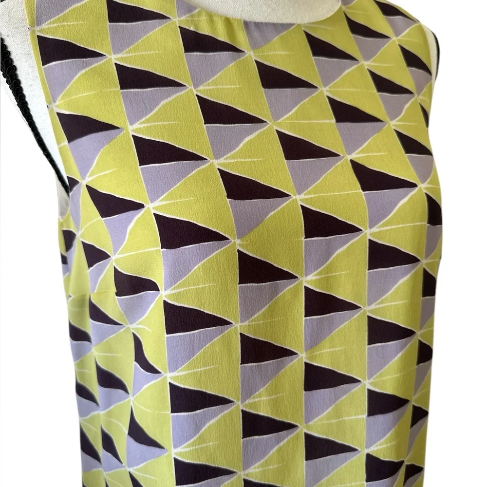 Missoni Silk Geometric Sleeveless Dress in Yellow and Purple Size XS/S
